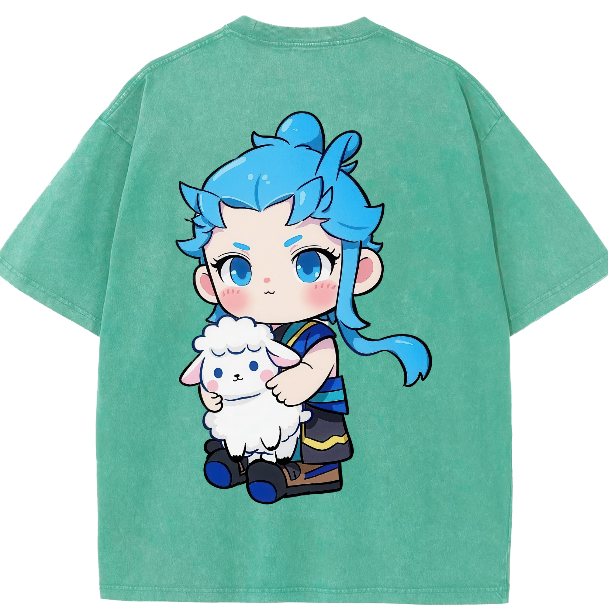 （画像用） Ne Zha 2 ナタ 魔童の大暴れ 綿100% ヴィンテージ風 半袖Tシャツ（背面プリント）